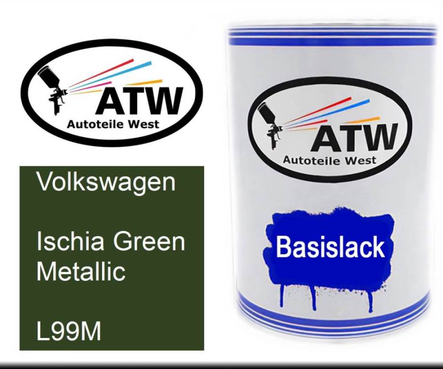 Volkswagen, Ischia Green Metallic, L99M: 500ml Lackdose, von ATW Autoteile West.